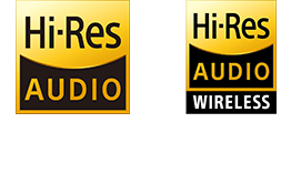 Logos of Hi-Res Audio & Hi-Res Audio wireless